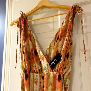 Lulu long dress slit on the side.